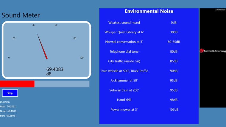 Sound Meter 1.0.0.3 software screenshot