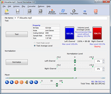 Sound Normalizer 7.6 software screenshot
