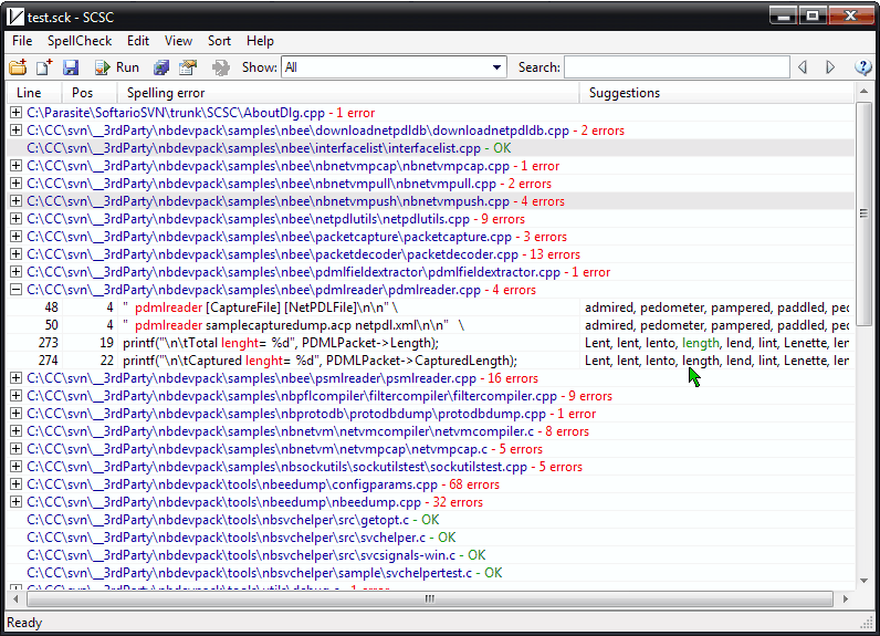 Source Code Spell Checker 3.10 software screenshot