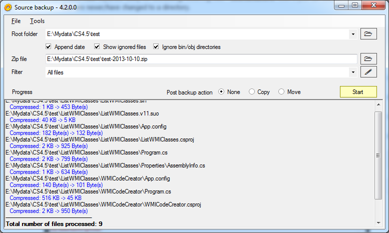 Source backup 4.3.0.0 software screenshot