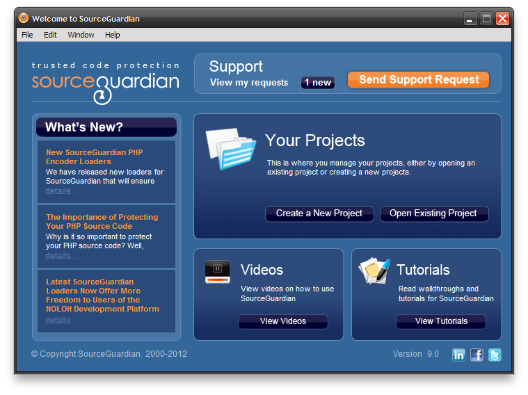 SourceGuardian 10.1.1 software screenshot