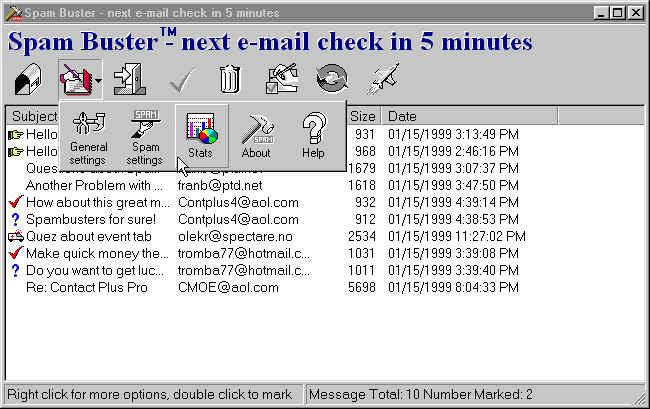 Spam Buster 1.11.0 software screenshot