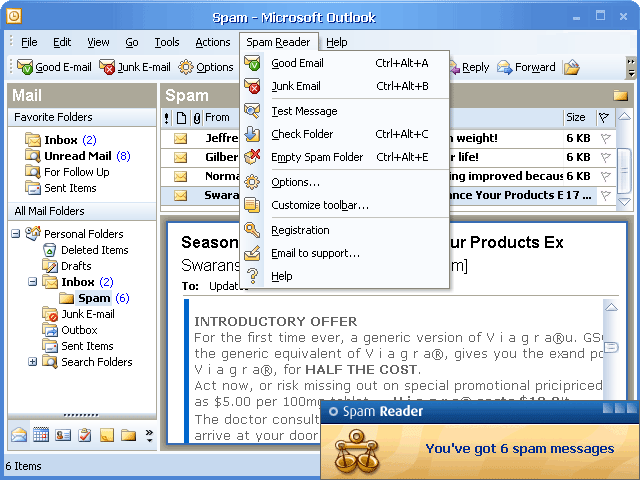 Spam Reader 3.6 software screenshot