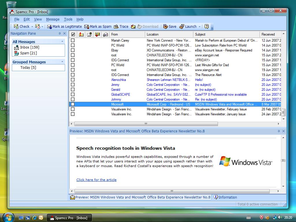 Spamcc Pro 4.9 software screenshot