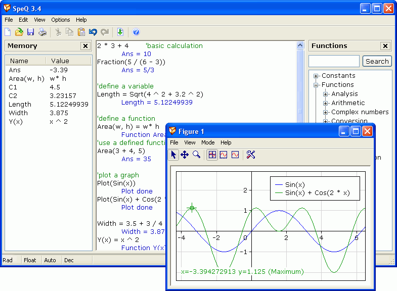 SpeQ Mathematics 3.4 software screenshot