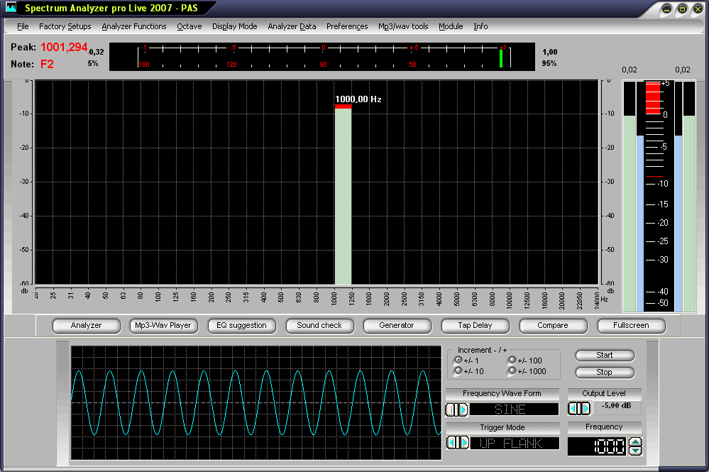 Spectrum Analyzer pro Live 2011 software screenshot