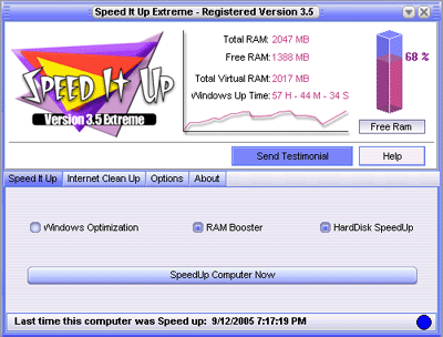 SpeedItUp Extreme - Free Speed Booster 4.00 software screenshot