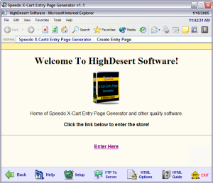 Speedo X-Cart Entry Page Generator 1.1 software screenshot