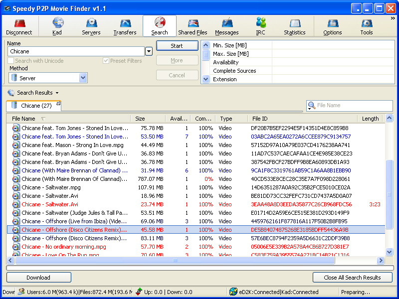Speedy P2P Movie Finder 4.0.4 software screenshot