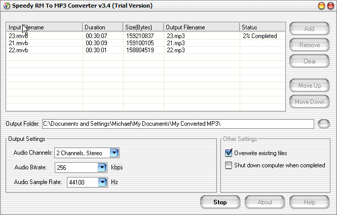 Speedy RM to MP3 Converter 3.6 software screenshot