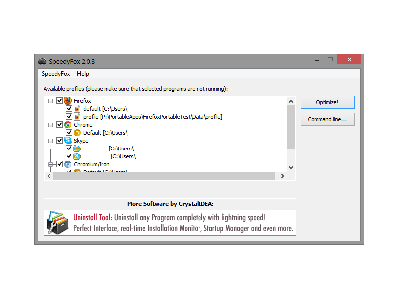 SpeedyFox Portable 2.0.20.117 software screenshot