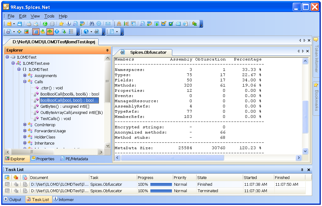 Spices.Net Obfuscator 5.8.3.42 software screenshot
