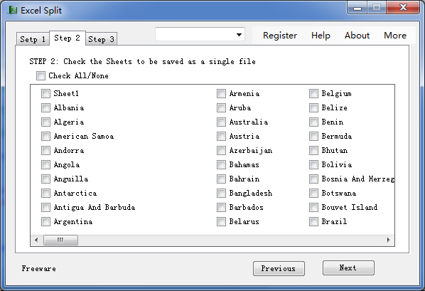 Split Excel 1.0.2.11 software screenshot