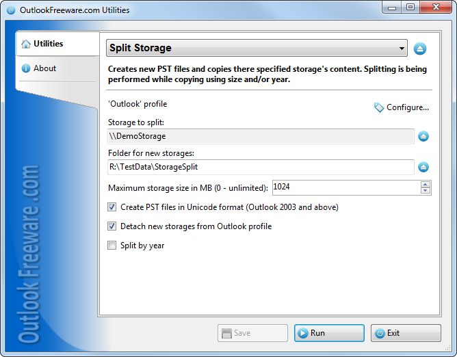Split Storage 2.5 software screenshot