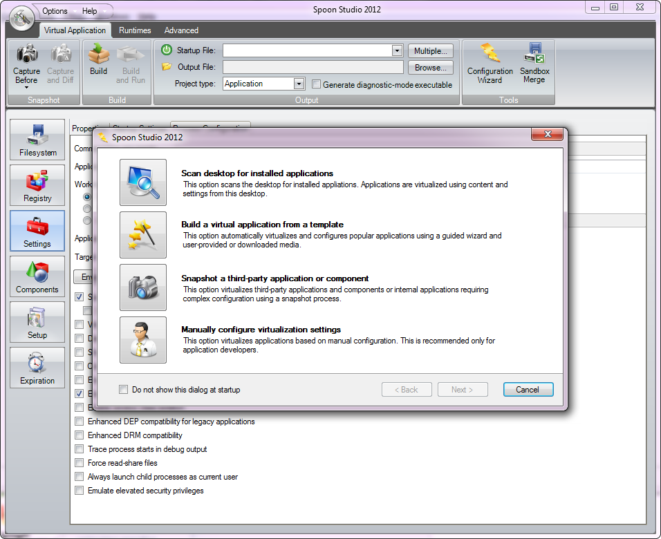 Turbo Studio (formerly Spoon Virtual Application Studio) 16.0.482 software screenshot