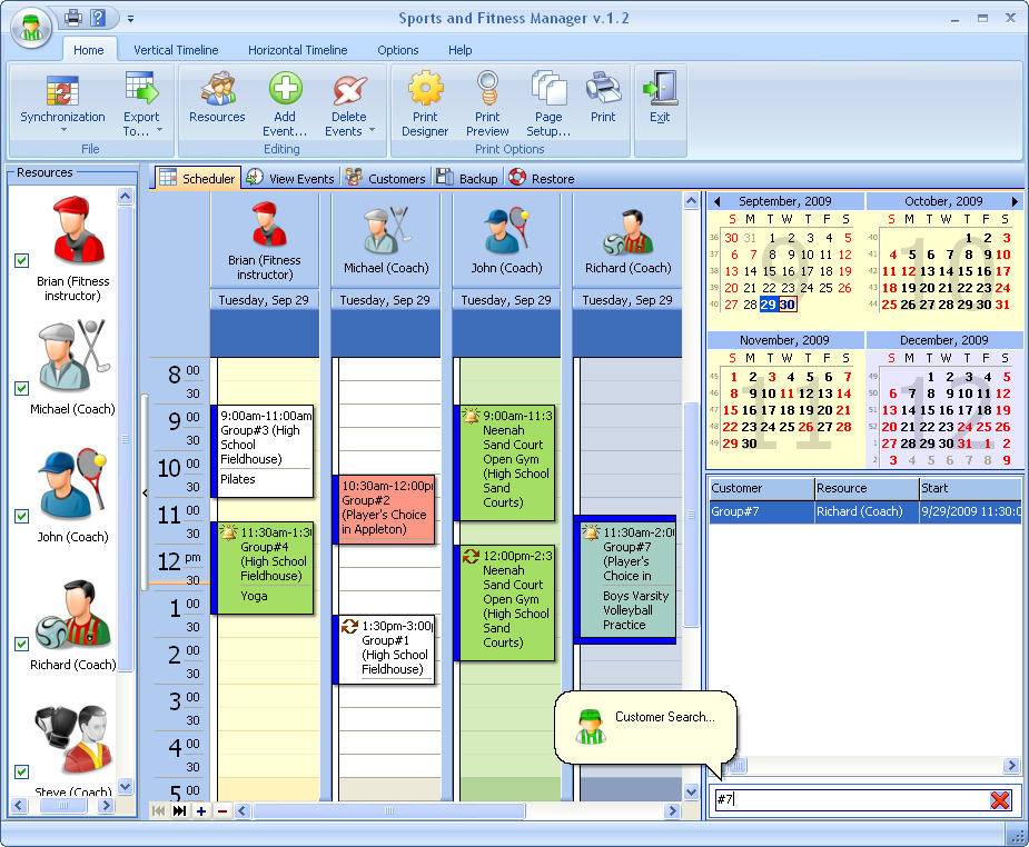 Sports and Fitness Manager 3.1 software screenshot