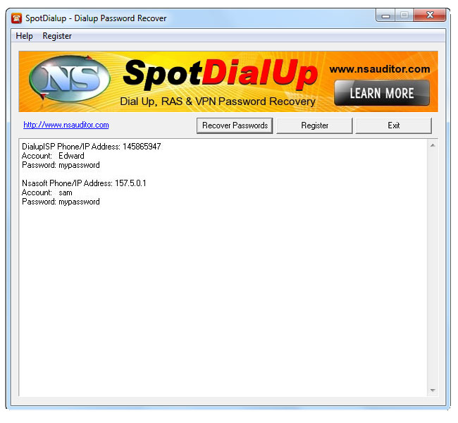 SpotDialup 1.5.9 software screenshot