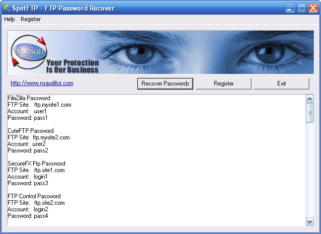SpotFTP Password Recover 2.4.4 software screenshot