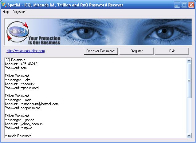 SpotIM Password Recover 2.1.9 software screenshot