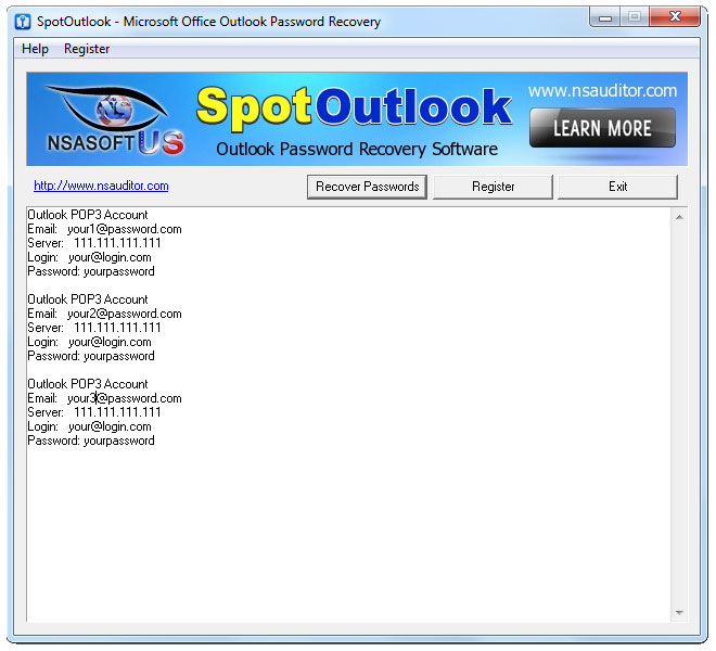 SpotOutlook 1.2.2 software screenshot