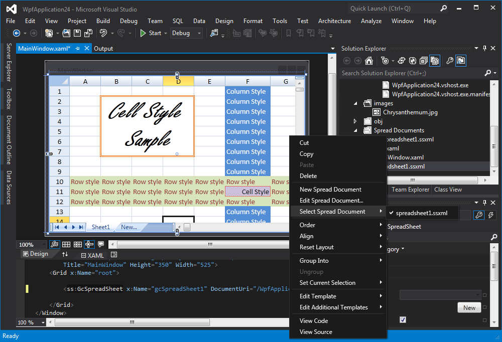 Spread WPF Silverlight 1.0.7.0 software screenshot