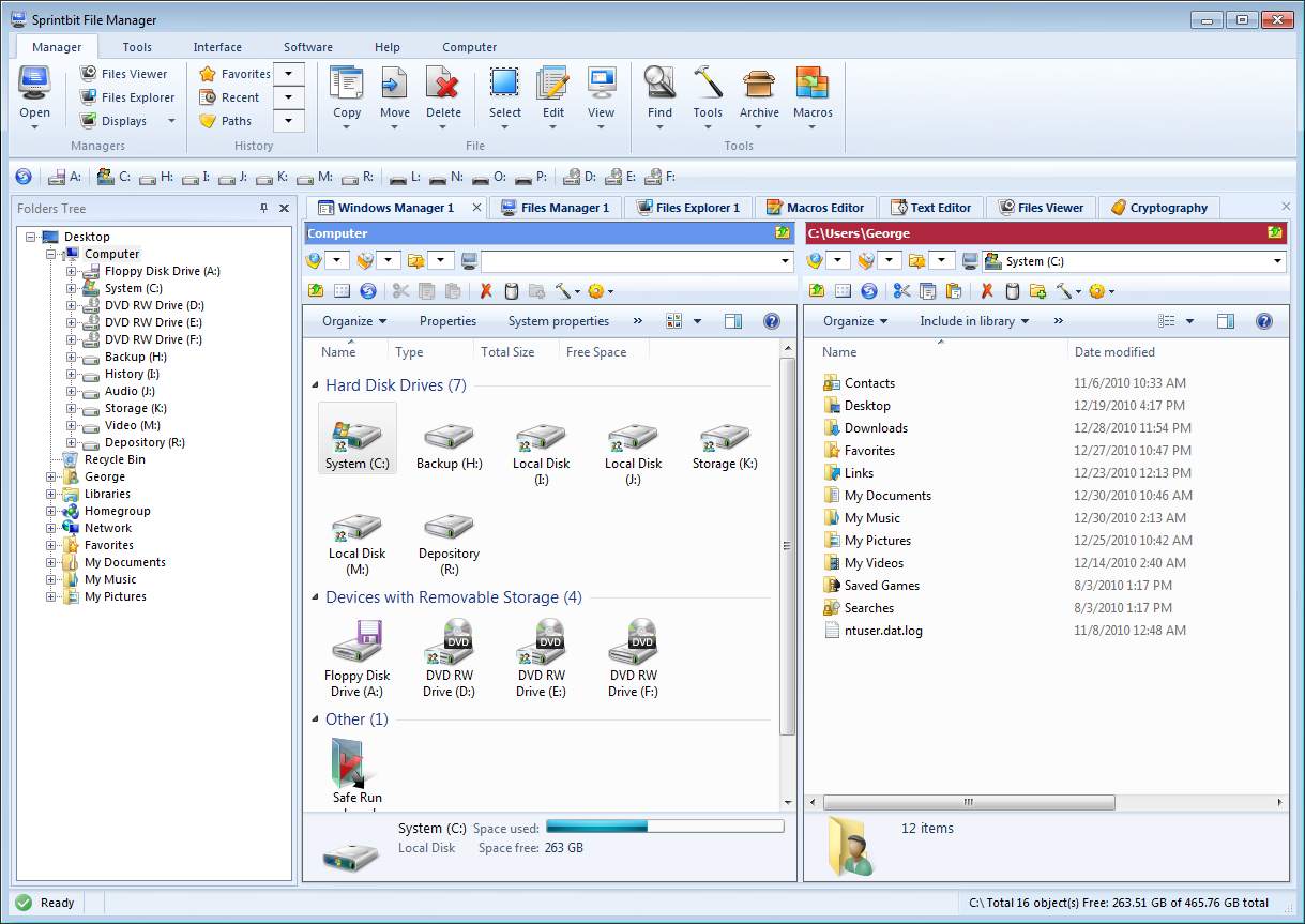Sprintbit File Manager 4.3 software screenshot