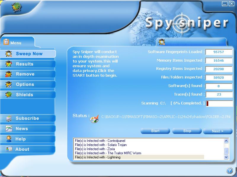 ! Spy Sniper - Advanced Spyware Remover 3.0 software screenshot