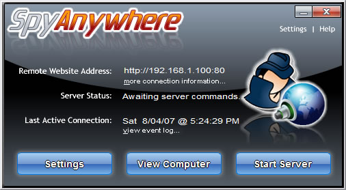SpyAnywhere 6.0 software screenshot