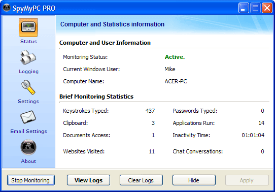 SpyMyPC PRO 5.6.2 software screenshot