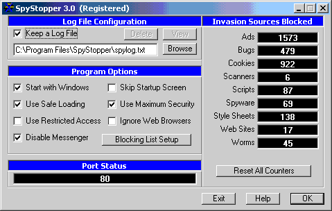 SpyStopper 4.0 software screenshot