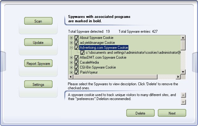 Spyware Eliminator 2.04 software screenshot