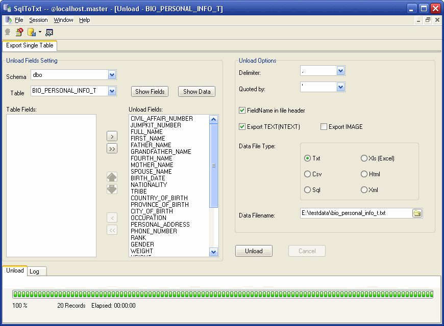 SqlToTxt 3.5.1.170705 software screenshot