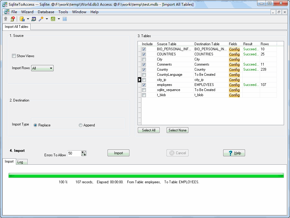 SqliteToAccess 2.0.1.170614 software screenshot
