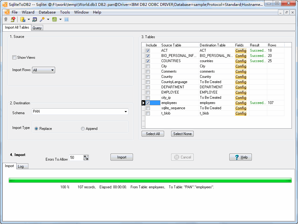 SqliteToDB2 2.0.1.170614 software screenshot