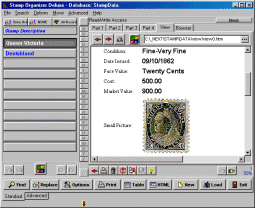 Stamp Organizer Deluxe 3.7 software screenshot