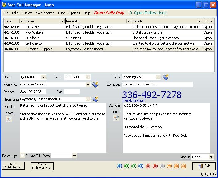 Star Call Manager 1.71 software screenshot