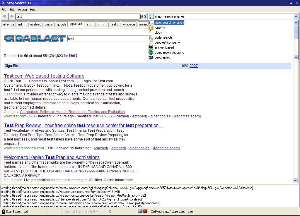 Star Search 1.61 software screenshot