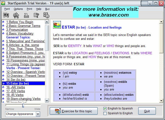 StartSpanish 6.1 software screenshot