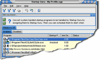 Startup Guru 2.2 software screenshot