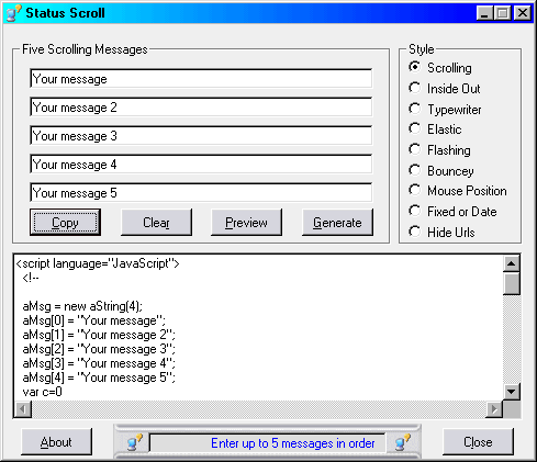 Status Scroll 1.0 software screenshot