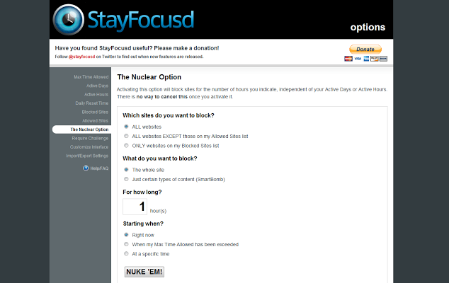 StayFocusd for Chrome 1.5.7 software screenshot