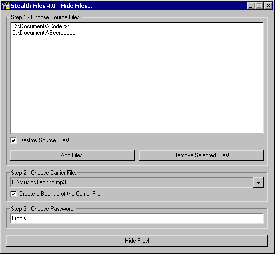 Stealth Files 4.0 software screenshot