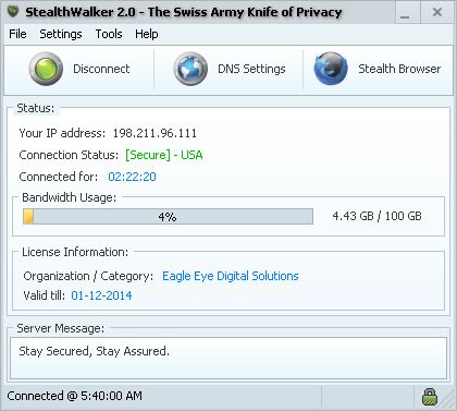 StealthWalker 2.5.2 software screenshot