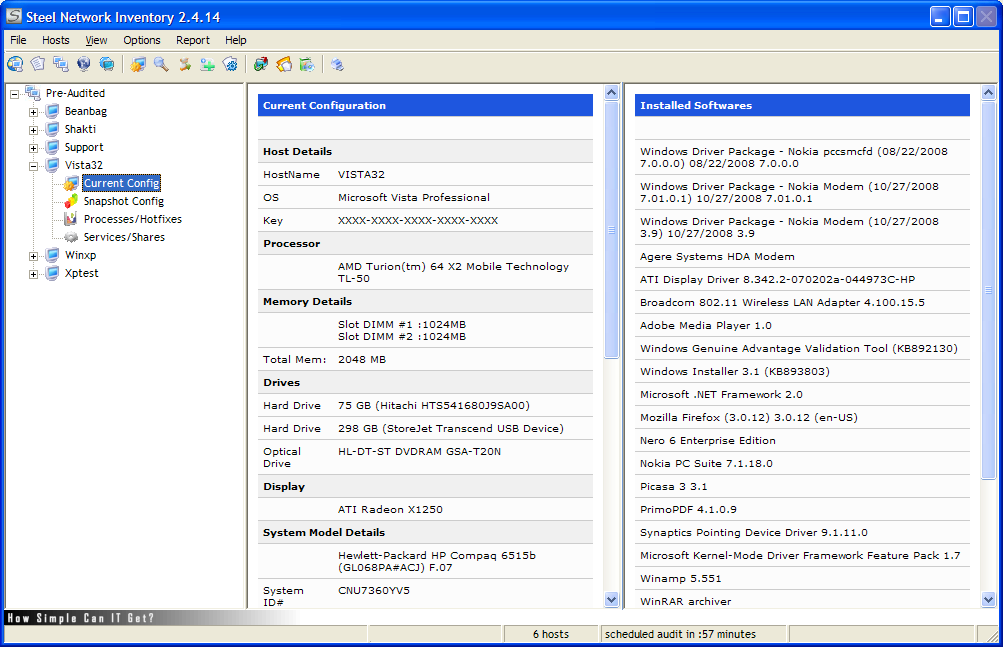 Steel Network Inventory 2.6.18 software screenshot