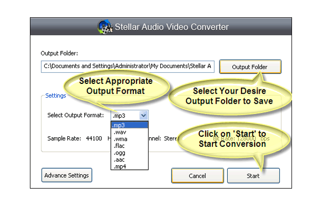 Stellar Audio Video Converter 1.0.0 software screenshot