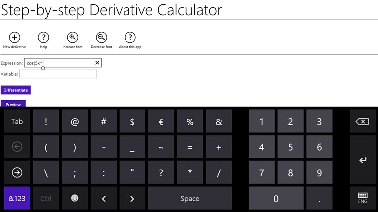 Step-by-step Derivative Calculator 1.9 software screenshot