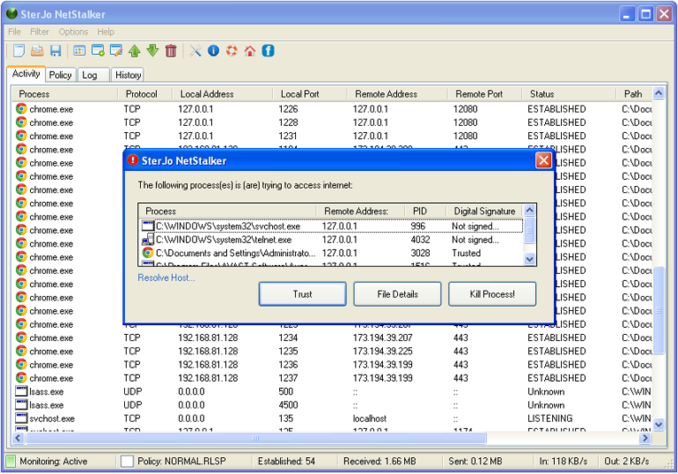 SterJo NetStalker 1.3 software screenshot