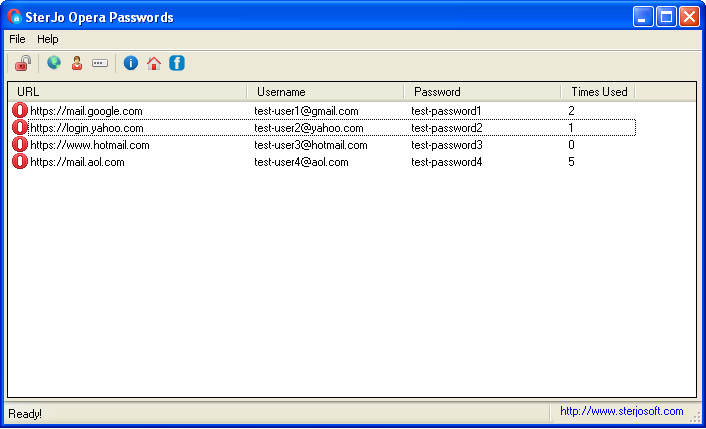 SterJo Opera Passwords 1.3 software screenshot