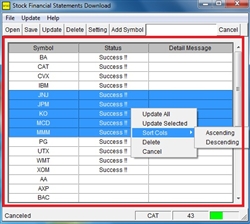 Stock Financial Statements Download - Lite 1.00 software screenshot