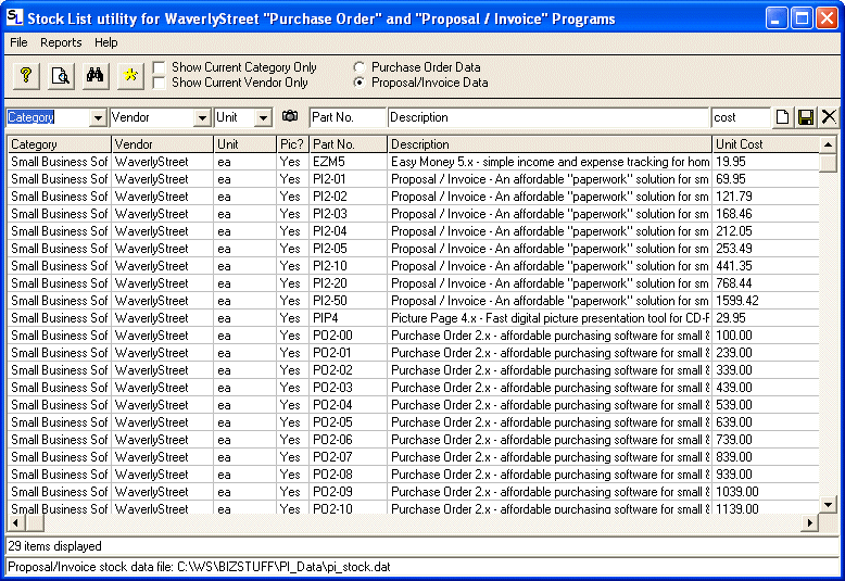 Stock List 1.3.04 software screenshot